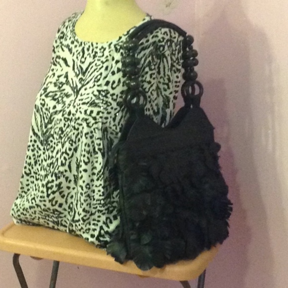 Fancy, Fun, Fringed Patches and Beads Shoulder Bag